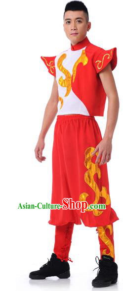 Traditional Chinese Classical Dance Yangge Fan Dance Costume, Drum Dance Uniform Yangko Clothing for Men