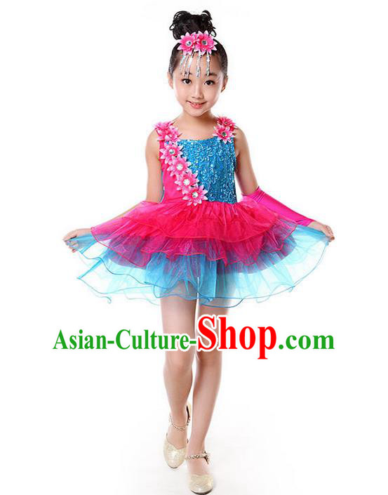 Top Grade Professional Performance Catwalks Costume, Children Full Dress Modern Dance Little Princess Bubble Dress for Girls Kids