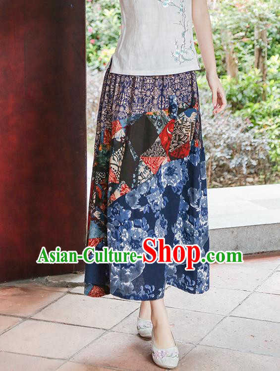 Traditional Ancient Chinese National Pleated Skirt Costume, Elegant Hanfu Long Skirt, China Ethnic Minorities Tang Suit Bust Skirt for Women