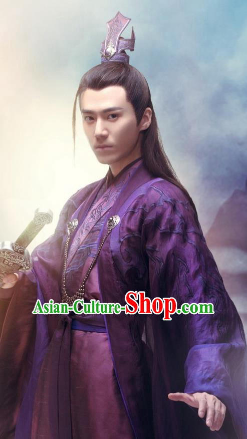 Traditional Ancient Chinese Elegant Swordsman Costume, Chinese Jiang hu Nobility Childe Dress, Cosplay Chinese Television Drama Jade Dynasty Qing Yun Faction KIawaler Hanfu Clothing for Men