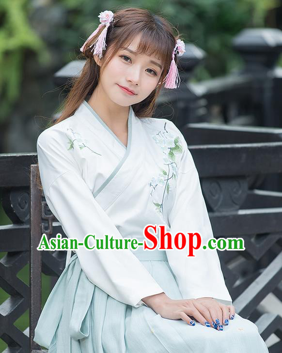 Traditional Ancient Chinese Costume, Elegant Hanfu Clothing Embroidered Slant Opening Blouse, China Tang Dynasty Princess Elegant Blouse for Women