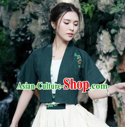 Traditional Ancient Chinese National Costume, Elegant Hanfu Cardigan Coat, China Tang Suit Plated Buttons Embroider Cape, Upper Outer Garment Jacket Cloak Clothing for Women