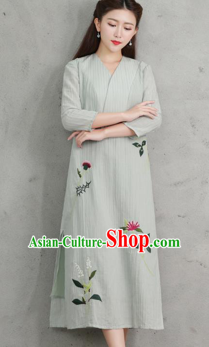 Traditional Ancient Chinese National Costume, Elegant Hanfu Mandarin Qipao Embroidery Dress, China Tang Suit Chirpaur Elegant Dress Clothing for Women