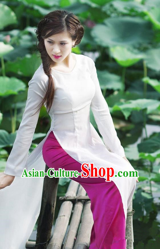 Top Grade Asian Vietnamese Traditional Dress, Vietnam Bride Ao Dai Dress, Vietnam Princess Wedding White Dress Cheongsam Clothing for Women