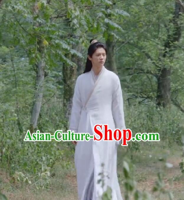 Chinese Ancient Tang Dynasty Taoist Priest Costume and Headwear, Fighter of the Destiny Traditional Chinese Ancient Taoism Swordsman Clothing Complete Set for Men