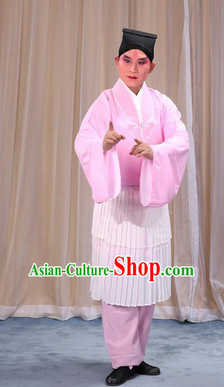 Traditional Chinese Beijing Opera Clown Pink Clothing and Shoes Headwear Complete Set, China Peking Opera Miscellaneous Affairs Costume Opera Wu Dalang Costumes