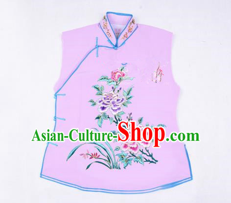 Traditional Chinese Beijing Opera Servant Girl Light Purple Vests, China Peking Opera Young Lady Costume Embroidered Opera Waistcoat Costumes