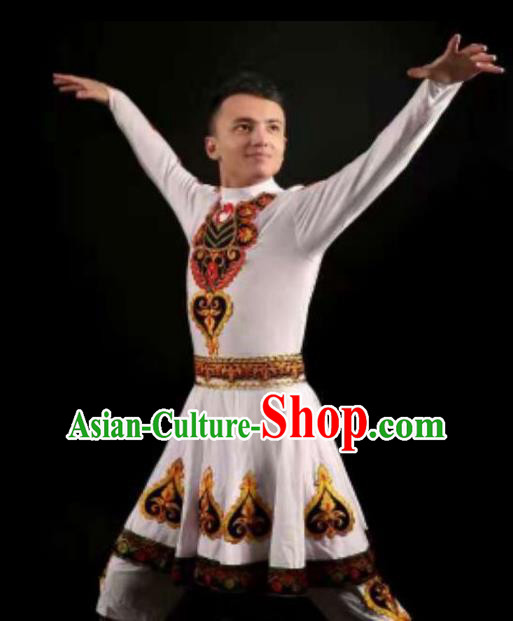 Traditional Chinese Kazak Nationality Dancing Costume, Folk Dance Ethnic Clothing, Chinese Hazak Minority Nationality Dance Cloth for Men