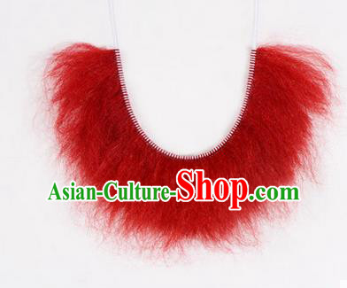 Chinese Ancient Opera Old Men Wig Beard, Traditional Chinese Beijing Opera Props Zhang Fei Red Mustache