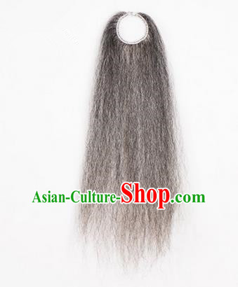 Chinese Ancient Opera Old Men Grey Long Wig Beard, Traditional Chinese Beijing Opera Props Laosheng-role Mustache