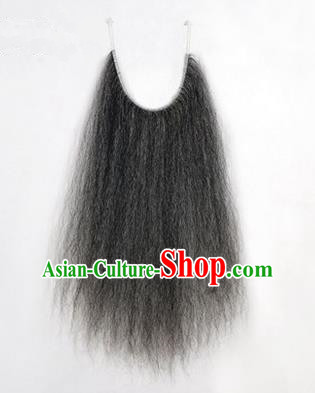 Chinese Ancient Opera Old Men Grizzled Long Wig Beard, Traditional Chinese Beijing Opera Props Laosheng-role Mustache False Beard