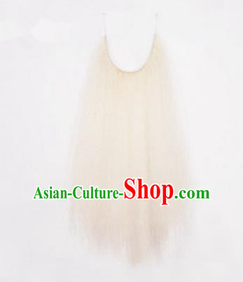 Chinese Ancient Opera Old Men White Long Wig Beard, Traditional Chinese Beijing Opera Props Laosheng-role Mustache False Beard