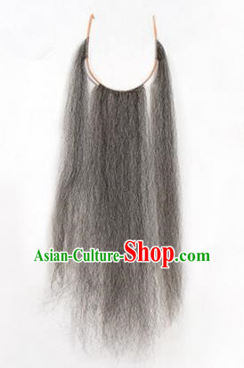 Chinese Ancient Opera Old Men Grizzled Long Wig Beard, Traditional Chinese Beijing Opera Props Laosheng-role Mustache Pengtoucun False Beard