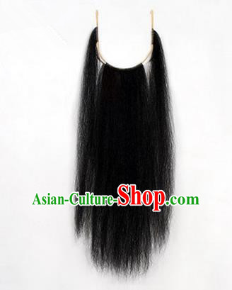 Chinese Ancient Opera Old Men Black Long Wig Beard, Traditional Chinese Beijing Opera Props Laosheng-role Mustache False Beard