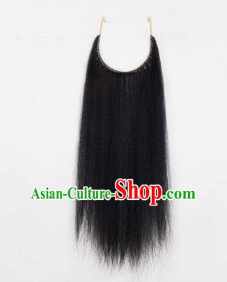 Chinese Ancient Opera Old Men Black Long Wig Beard, Traditional Chinese Beijing Opera Props False Beard Laosheng-role Mustache