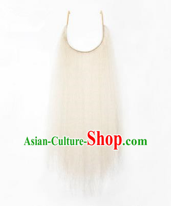 Chinese Ancient Opera Old Men White Long Wig Beard, Traditional Chinese Beijing Opera Props False Beard Laosheng-role Mustache