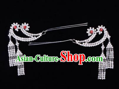 Chinese Ancient Peking Opera Hair Accessories Young Lady Headwear, Traditional Chinese Beijing Opera Head Ornaments Hua Tan Crystal Hairpins