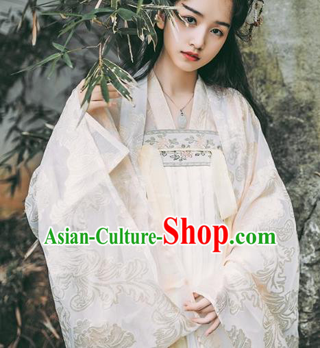 Traditional Chinese Ancient Tang Dynasty Noble Lady Costumes, China Princess Hanfu Embroidered Blouse and Ru Skirt Complete Set for Women