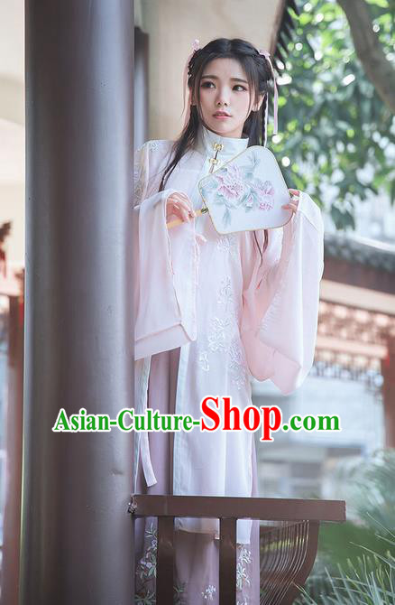 Traditional Chinese Ancient Ming Dynasty Young Lady Costumes, China Princess Hanfu Cardigan Embroidered Blouse and Ru Skirt Complete Set for Women