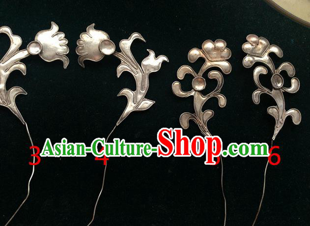 Traditional Chinese Ancient Classical Miao Silver Handmade Hair Accessories Little Hairpin Hair Fascinators for Women