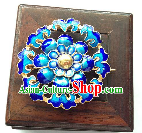 Traditional Handmade Chinese Ancient Classical Accessories Blueing Brooch Round Pendent for Women
