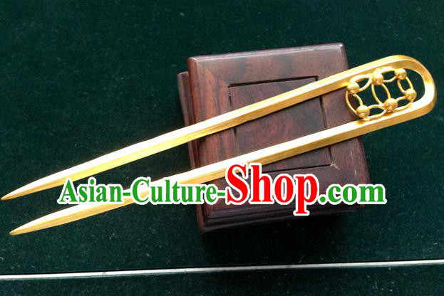 Traditional Handmade Chinese Ancient Classical Hair Accessories Barrettes, Palace Lady Golden Hairpin Step Shake Hair Sticks for Women
