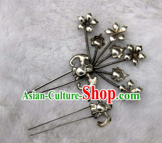 Traditional Handmade Chinese Ancient Classical Hair Accessories Barrettes Manchu Palace Lady Hairpin, Hanfu Hair Sticks Twain Hair Fascinators Hairpins for Women