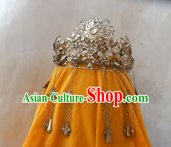 Traditional Handmade Chinese Ancient Classical Hair Accessories Barrettes Hats Manchu Palace Lady Bride Phoenix Crown, Hanfu Hair Clasp Wedding Headwear Complete Set for Women