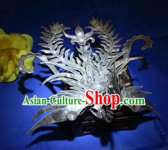 Traditional Handmade Chinese Ancient Classical Hair Accessories Barrettes Phoenix Crown Hairpins, Step Shake Hair Sticks Hair Jewellery for Women