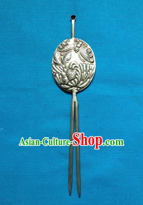 Traditional Handmade Chinese Ancient Classical Hair Jewelry Accessories, China Hanfu Miao Sliver Hairpins Barrettes Hair Stick for Women