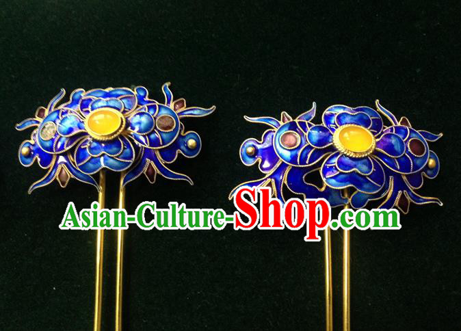 Traditional Handmade Chinese Ancient Classical Hair Accessories Barrettes Cloisonn Hairpins, Step Shake Hair Sticks for Women