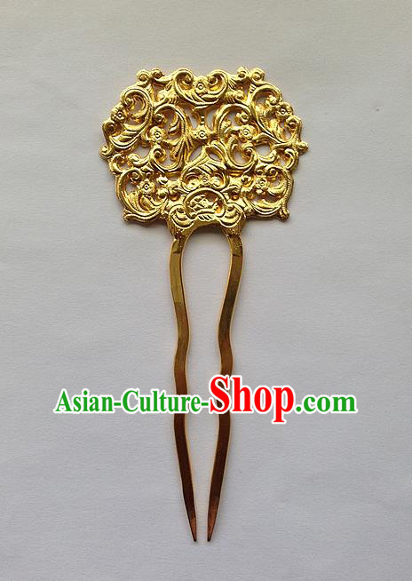 Traditional Handmade Chinese Ancient Classical Hair Accessories Barrettes Golden Hairpins, Pure Sliver Step Shake Hair Combs for Women