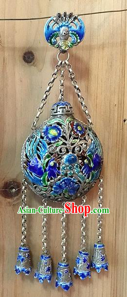 Traditional Handmade Chinese Ancient Classical Accessories Pure Sliver Blueing Pendant Hollow Sachet Round Pendent for Women