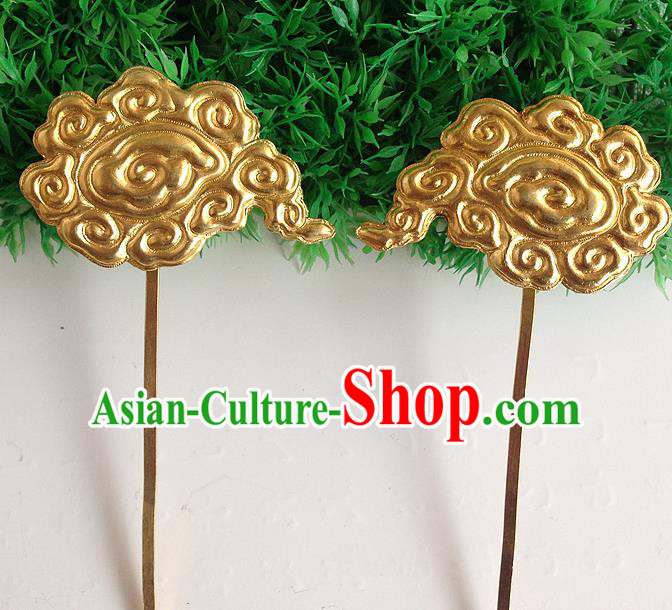 Traditional Handmade Chinese Ancient Classical Hair Accessories Barrettes, Step Shake Hair Sticks Auspicious Clouds Gilding Hairpins for Women