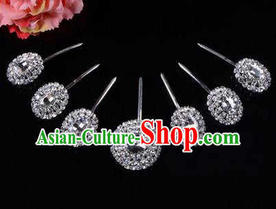 Chinese Ancient Peking Opera Hair Accessories Young Lady Seven stars Headwear, Traditional Chinese Beijing Opera Head Ornaments Hua Tan White Crystal Hairpins