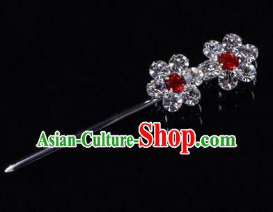 Chinese Ancient Peking Opera Hair Accessories Young Lady Headwear, Traditional Chinese Beijing Opera Head Ornaments Hua Tan Crystal Wintersweet Hairpins