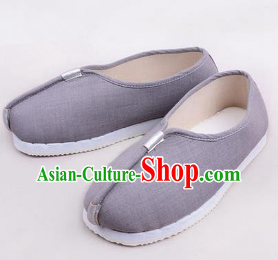 Chinese Shoes Wedding Shoes Kung Fu boots Wushu Shoes Men Shoes, Opera Shoes Hanfu Shoes Embroidered Shoes Grey Monk Shoes