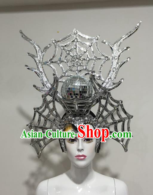 Top Grade Professional Stage Show Halloween Headpiece Exaggerate Hat, Brazilian Rio Carnival Samba Opening Dance Queen Headwear for Women