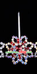 Chinese Ancient Peking Opera Hair Accessories Young Lady Diva Colorful Red Crystal Hairpins, Traditional Chinese Beijing Opera Hua Tan Head Ornaments