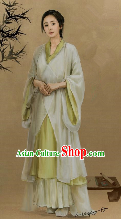 Traditional Ancient Chinese Young Lady Costume, Films Brotherhood of Blades Chinese Ming Dynasty Farmwife Hanfu Clothing and Handmade Headpiece Complete Set