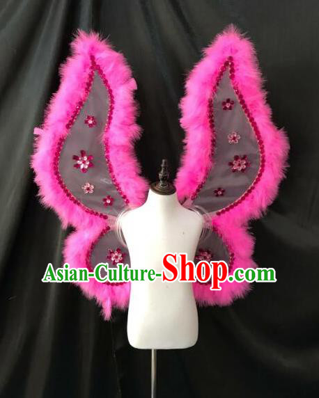 Top Grade Professional Stage Show Halloween Props Pink Butterfly Wings, Brazilian Rio Carnival Parade Samba Dance Modern Fancywork Backplane for Kids