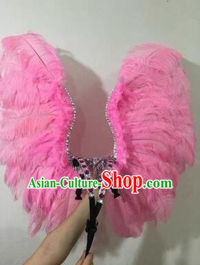 Top Grade Professional Stage Show Halloween Props Pink Wings, Brazilian Rio Carnival Parade Samba Dance Modern Fancywork Backplane for Kids