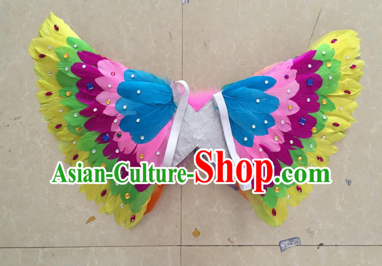 Top Grade Professional Stage Show Halloween Props Feather Wings, Brazilian Rio Carnival Parade Samba Dance Modern Fancywork Butterfly Backplane for Kids