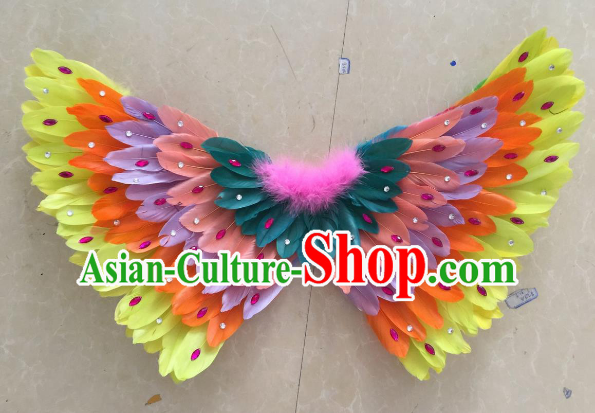 Top Grade Professional Stage Show Halloween Props Feather Wings, Brazilian Rio Carnival Parade Samba Dance Modern Fancywork Butterfly Backplane for Kids