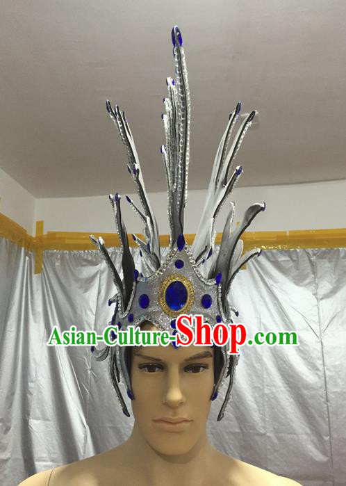 Top Grade Professional Stage Show Halloween Parade Headpiece Hats, Brazilian Rio Carnival Parade Samba Dance Soldier Helmet for Men