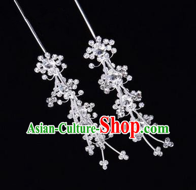 Chinese Ancient Peking Opera Hair Accessories Young Lady Diva Head Ornaments, Traditional Chinese Beijing Opera Hua Tan White Crystal Hairpins