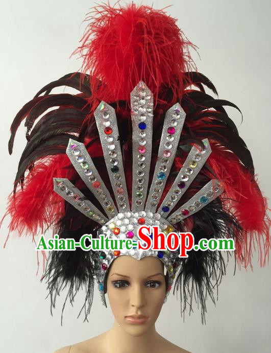 Top Grade Professional Stage Show Halloween Parade Feather Extravagant Brazilian Rio Carnival Parade Samba Dance Hair Accessories Headpiece for Women