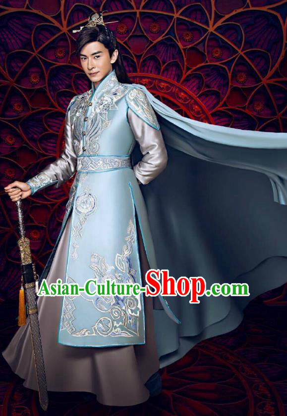 Traditional Ancient Chinese Swordsman Costume and Handmade Headpiece Complete Set, Elegant Hanfu Chinese Southern and Northern Dynasty Chivalrous Expert Clothing