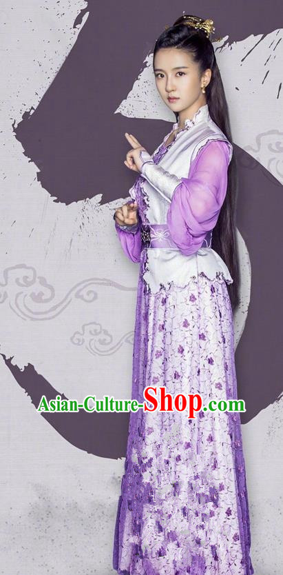 Traditional Ancient Chinese Tang Dynasty Princess Costume and Handmade Headpiece Complete Set, Fighter of the Destiny Hanfu Swordswoman Young Lady Clothing