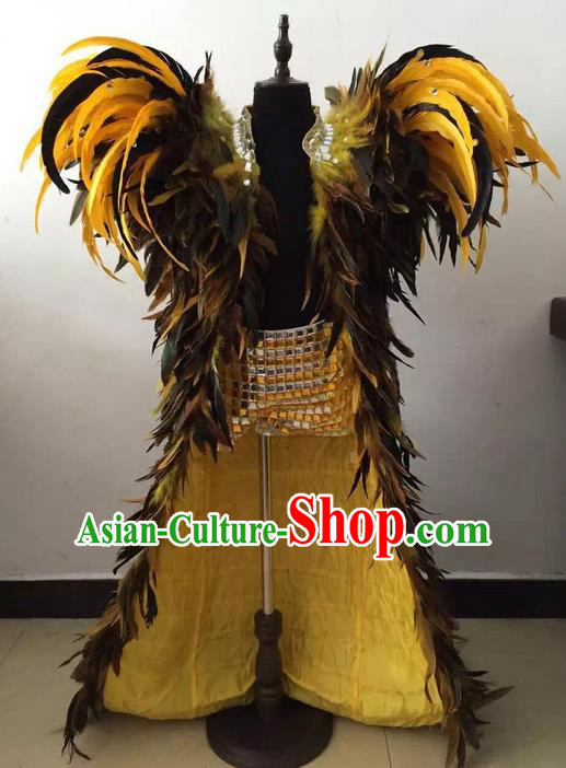 Top Grade Professional Performance Catwalks Feather Cape, Brazilian Rio Carnival Parade Samba Belly Dance Opening Dance Cloak for Kids